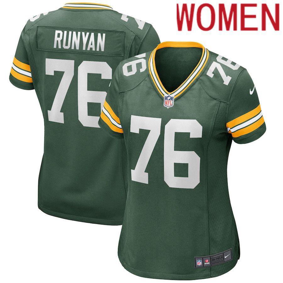 Women Green Bay Packers #76 Jon Runyan Nike Green Game NFL Jersey